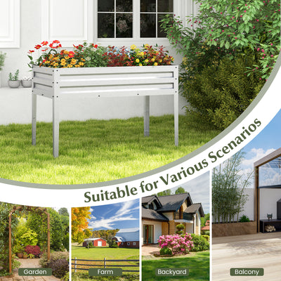 *Galvanized Raised Garden Bed Elevated Planter Box with Legs and Drainage Hole - Silver