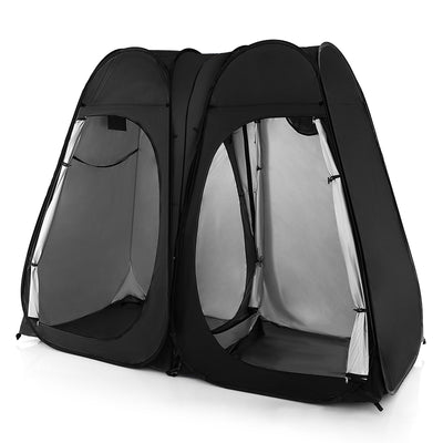 *Oversized Pop Up Shower Tent with Window Floor and Storage Pocket - Black