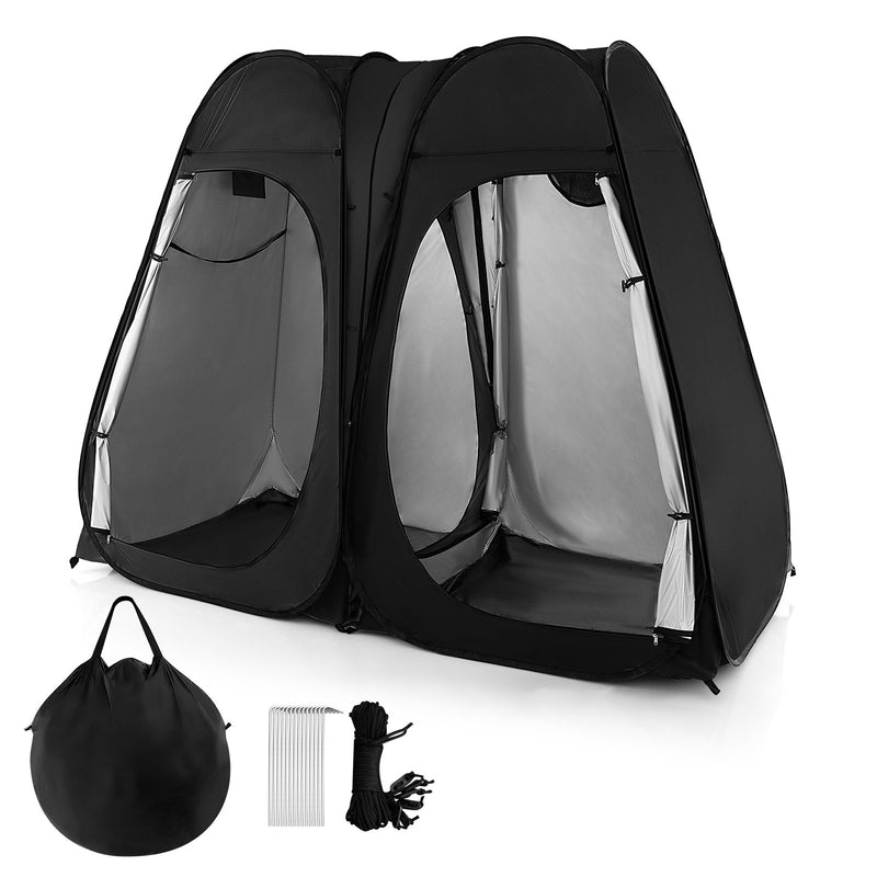 *Oversized Pop Up Shower Tent with Window Floor and Storage Pocket - Black