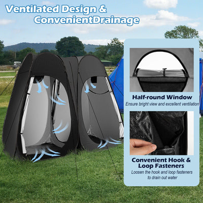 *Oversized Pop Up Shower Tent with Window Floor and Storage Pocket - Black