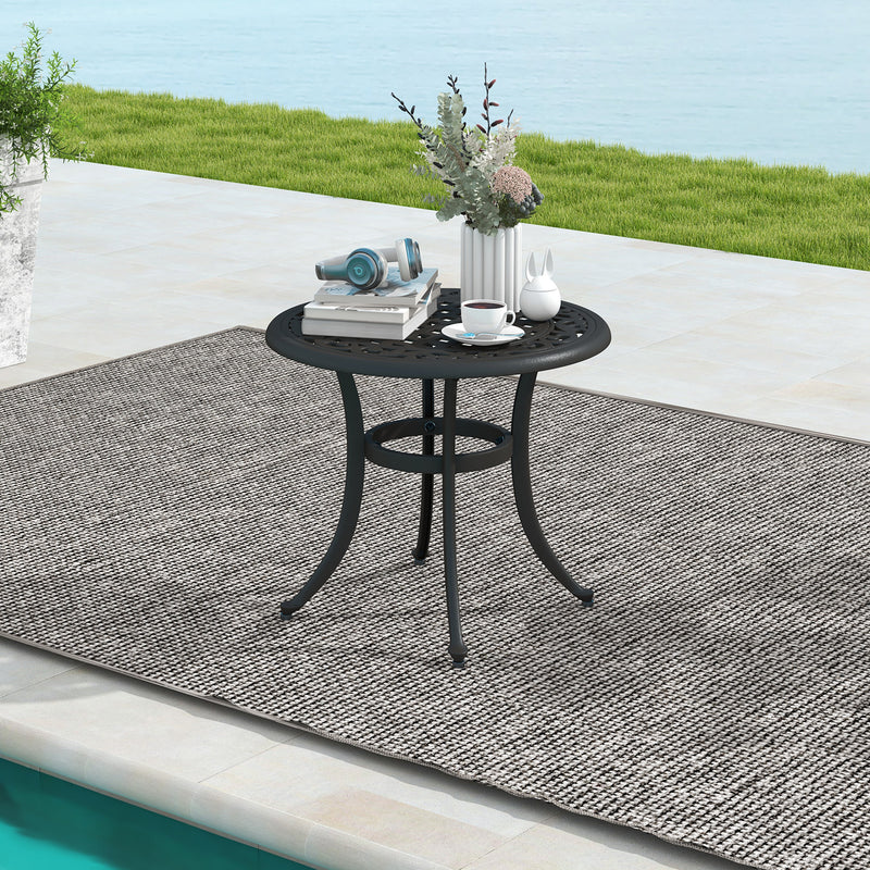*24 Inch Patio Side Table with Adjustable Footpads for Poolside Backyard Balcony - Rustic Brown