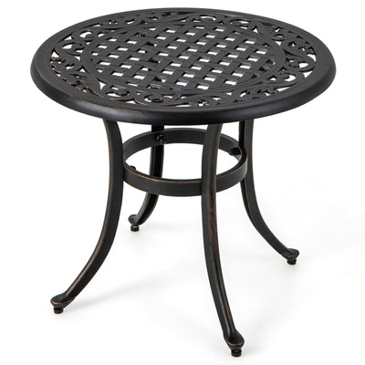 *24 Inch Patio Side Table with Adjustable Footpads for Poolside Backyard Balcony - Rustic Brown