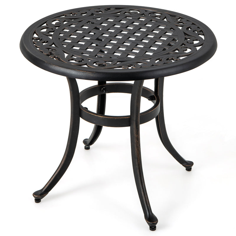 *24 Inch Patio Side Table with Adjustable Footpads for Poolside Backyard Balcony - Rustic Brown