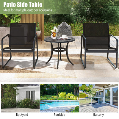 *24 Inch Patio Side Table with Adjustable Footpads for Poolside Backyard Balcony - Rustic Brown