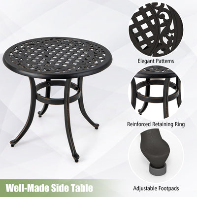 *24 Inch Patio Side Table with Adjustable Footpads for Poolside Backyard Balcony - Rustic Brown