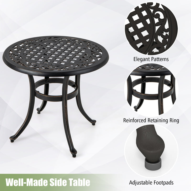 *24 Inch Patio Side Table with Adjustable Footpads for Poolside Backyard Balcony - Rustic Brown