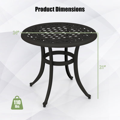 *24 Inch Patio Side Table with Adjustable Footpads for Poolside Backyard Balcony - Rustic Brown