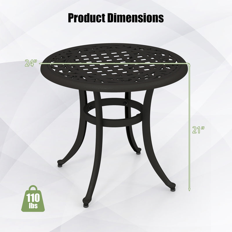 *24 Inch Patio Side Table with Adjustable Footpads for Poolside Backyard Balcony - Rustic Brown
