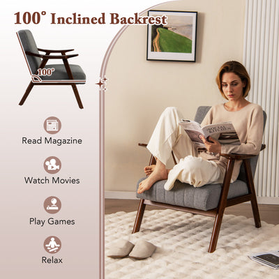 Modern Accent Chair Leisure Armchair with Felt Pads-Light Gray
