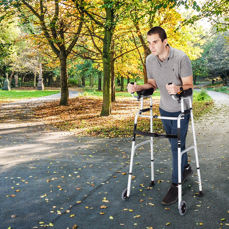 *Foldable Lightweight Aluminum Alloy Rehabilitation Walker - Silver