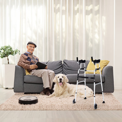 *Foldable Lightweight Aluminum Alloy Rehabilitation Walker - Silver