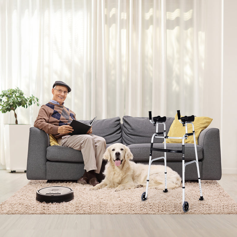 *Foldable Lightweight Aluminum Alloy Rehabilitation Walker - Silver
