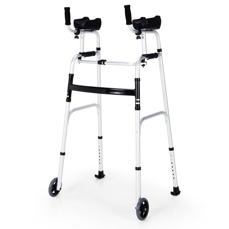 *Foldable Lightweight Aluminum Alloy Rehabilitation Walker - Silver