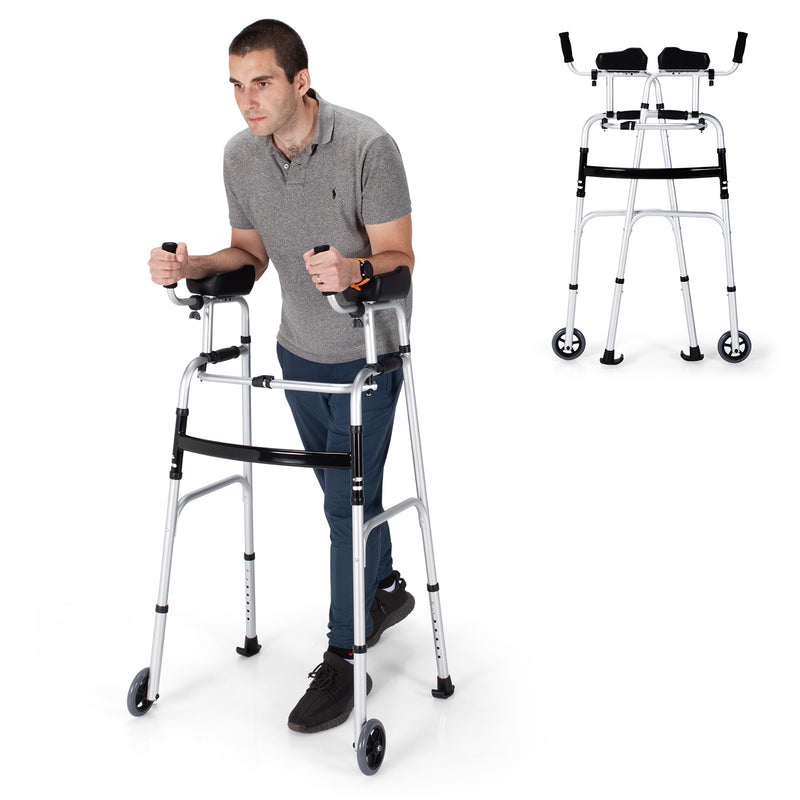 *Foldable Lightweight Aluminum Alloy Rehabilitation Walker - Silver