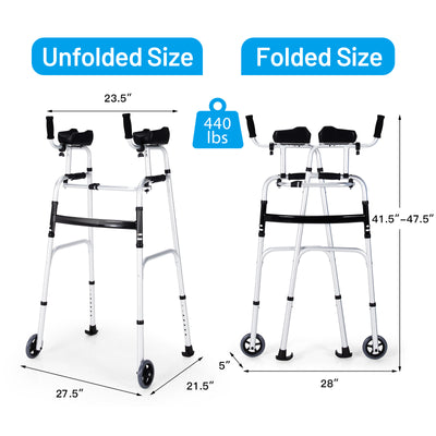 *Foldable Lightweight Aluminum Alloy Rehabilitation Walker - Silver