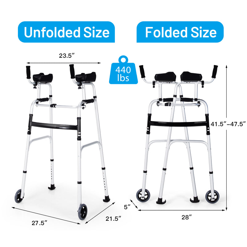 *Foldable Lightweight Aluminum Alloy Rehabilitation Walker - Silver