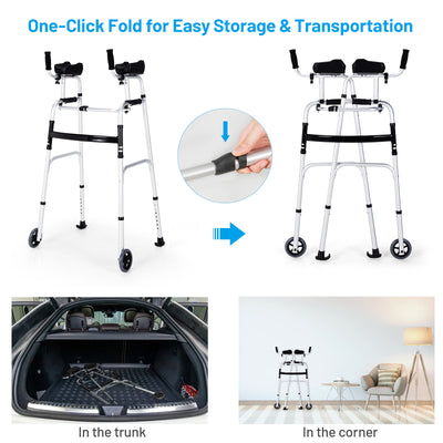 *Foldable Lightweight Aluminum Alloy Rehabilitation Walker - Silver