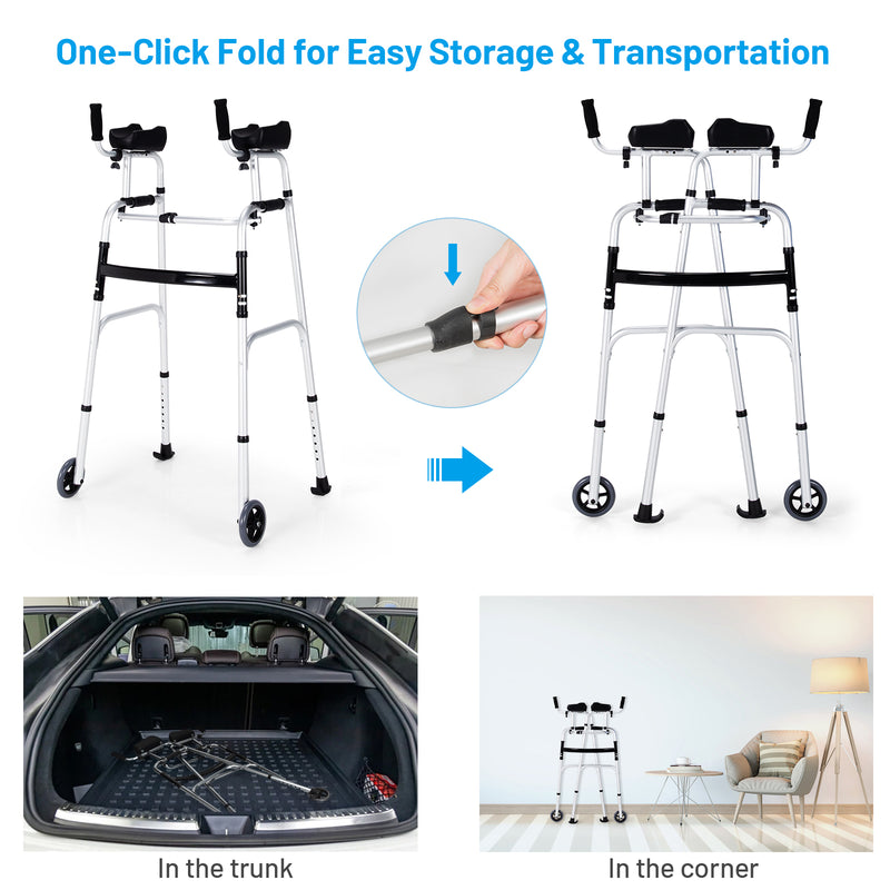 *Foldable Lightweight Aluminum Alloy Rehabilitation Walker - Silver