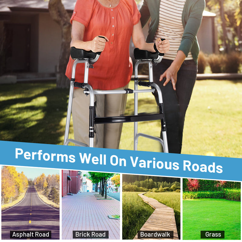 *Foldable Lightweight Aluminum Alloy Rehabilitation Walker - Silver