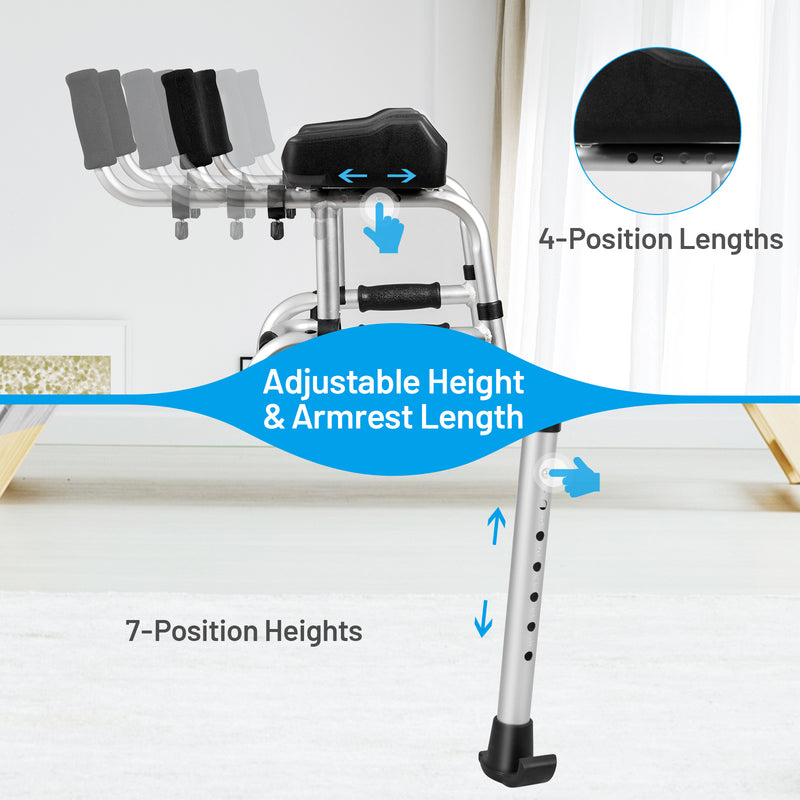 *Foldable Lightweight Aluminum Alloy Rehabilitation Walker - Silver