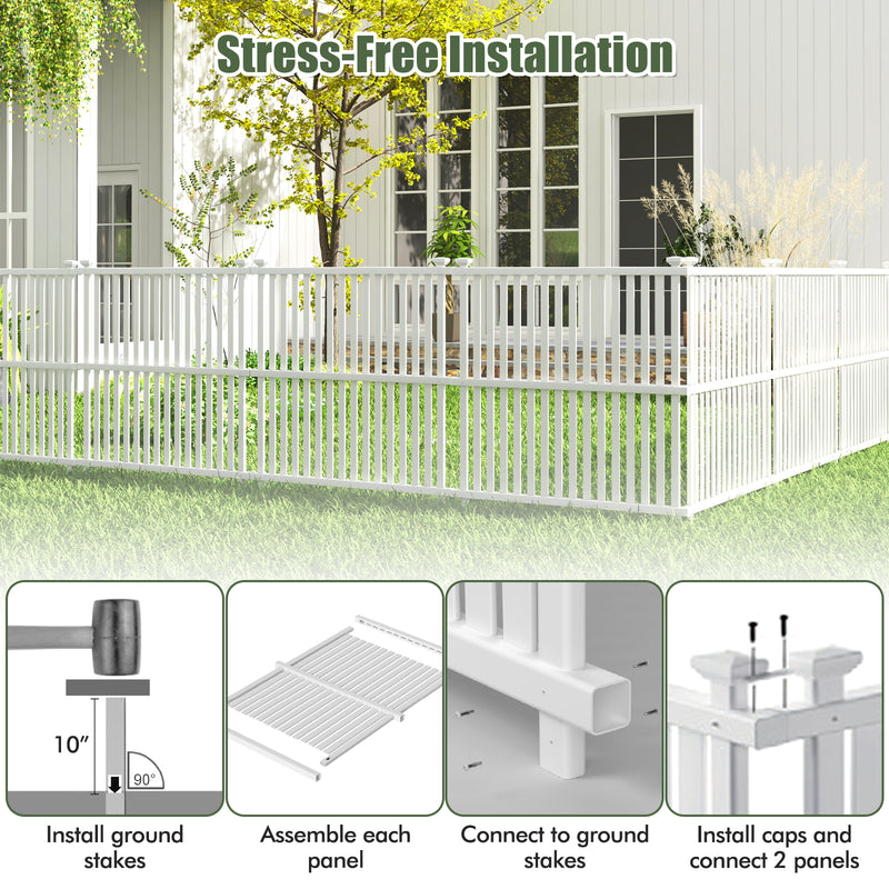 Air Conditioner Fence Panel with Metal Ground Stakes for Outside-White