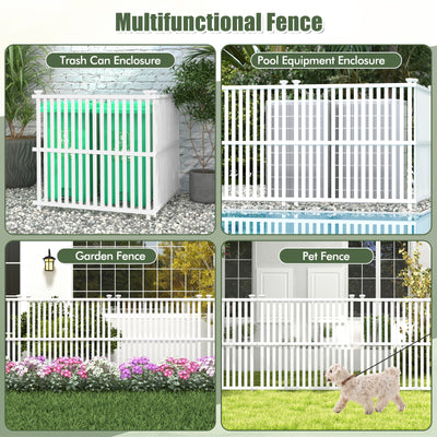 Air Conditioner Fence Panel with Metal Ground Stakes for Outside-White