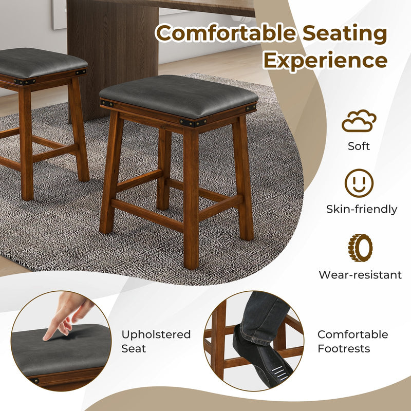 Set of 2 24/30 Inch Dining Bar Stool with Rubber Wood-24 inches