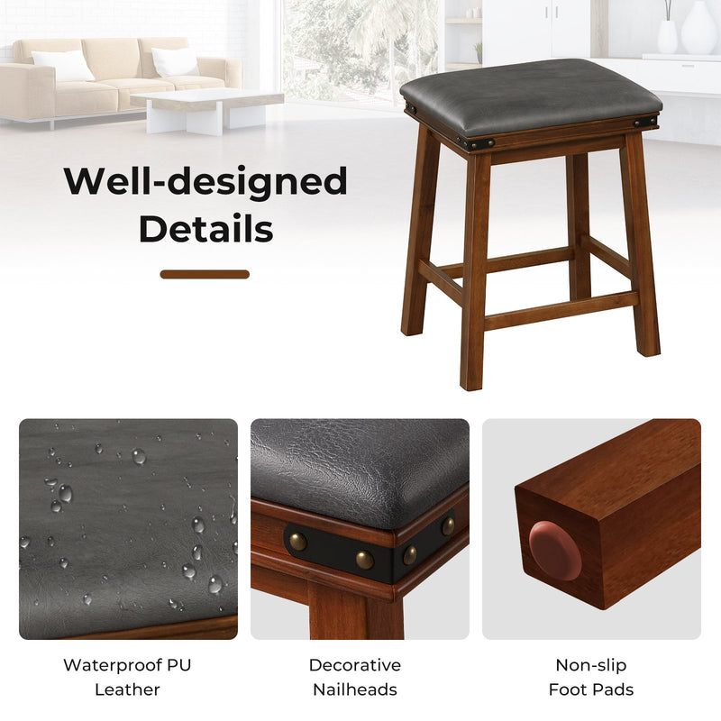 Set of 2 24/30 Inch Dining Bar Stool with Rubber Wood-24 inches