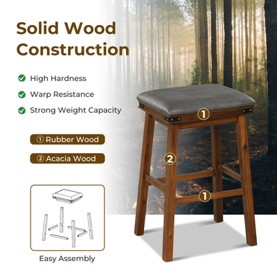 Set of 2 24/30 Inch Dining Bar Stool with Rubber Wood-30 inches