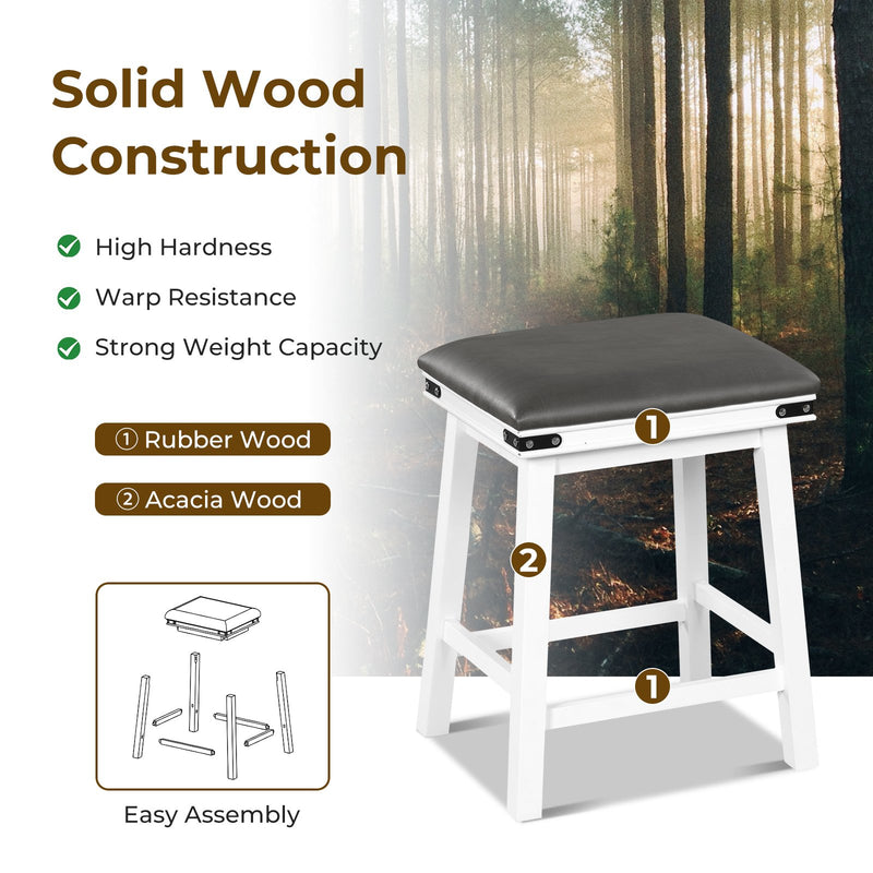 Set of 2 24/30 Inch Dining Bar Stool with Acacia Wood Frame-24 inches