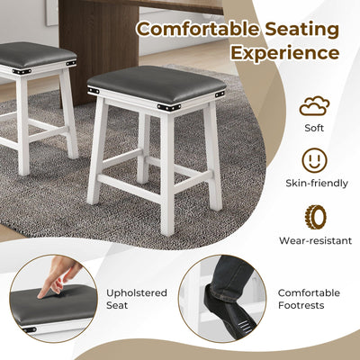 Set of 2 24/30 Inch Dining Bar Stool with Acacia Wood Frame-24 inches