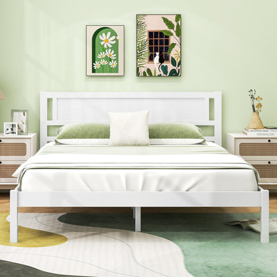 *Twin/Full/Queen Size Wood Bed Frame with Headboard and Wooden Slats Support - Queen