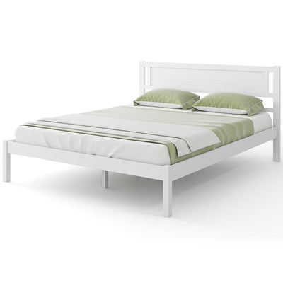 *Twin/Full/Queen Size Wood Bed Frame with Headboard and Wooden Slats Support - Queen