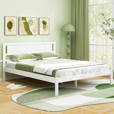 *Twin/Full/Queen Size Wood Bed Frame with Headboard and Wooden Slats Support - Queen