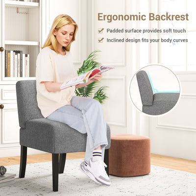 Upholstered Living Room Chair with Rubber Wood Legs-Dark Gray