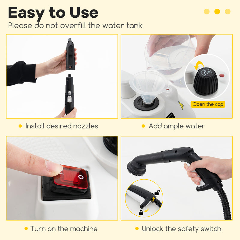 Multipurpose Steam Cleaner 1800W Portable Household Steamer with 61 oz Tank-Gray & White