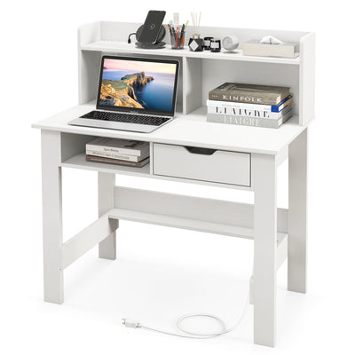 Home Office Computer Desk with Storage Shelves and Drawer Ideal for Working and Studying