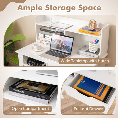 Home Office Computer Desk with Storage Shelves and Drawer Ideal for Working and Studying