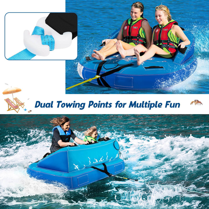*2 Person Water Sport Inflatable Towable Tubes for Boating - Blue