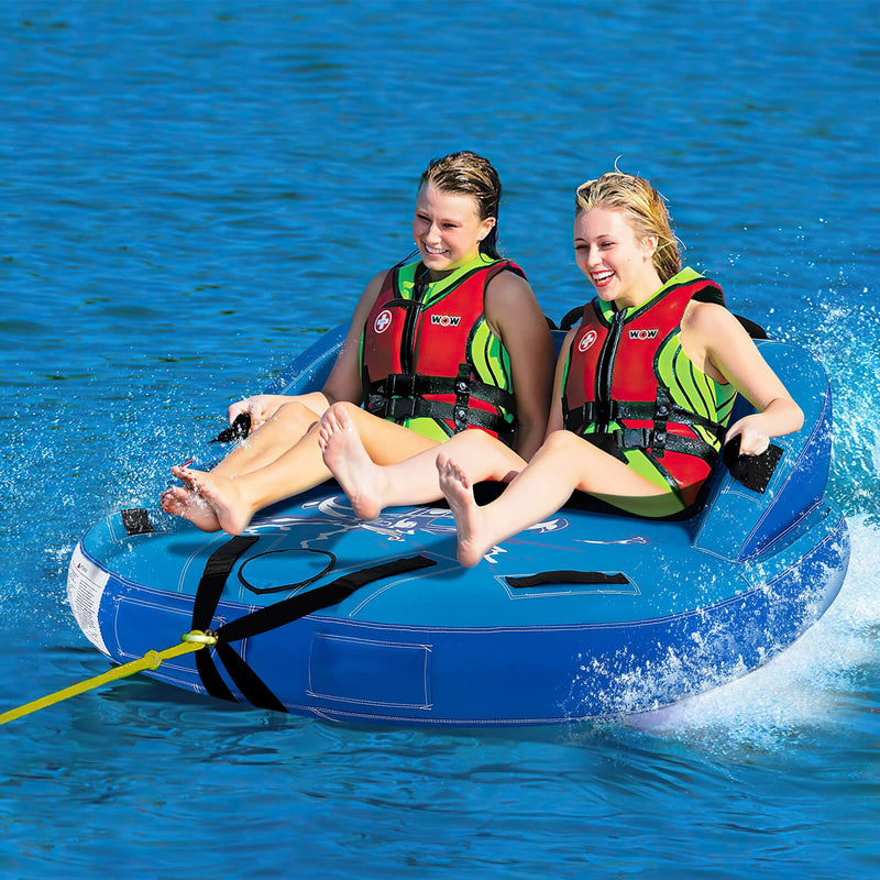 *2 Person Water Sport Inflatable Towable Tubes for Boating - Blue