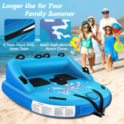 *2 Person Water Sport Inflatable Towable Tubes for Boating - Blue