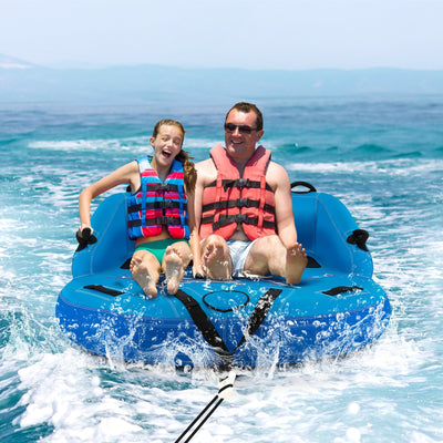 *2 Person Water Sport Inflatable Towable Tubes for Boating - Blue