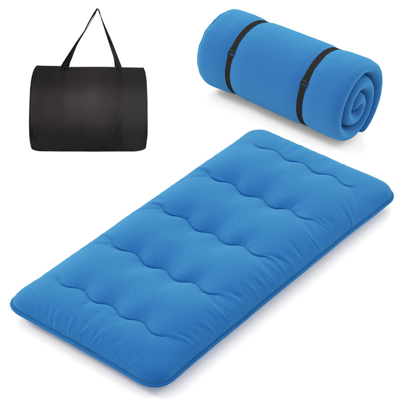 *Futon Mattress with Washable Cover and Carry Bag - Blue - Twin Size