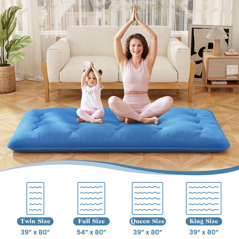 *Futon Mattress with Washable Cover and Carry Bag - Blue - Twin Size