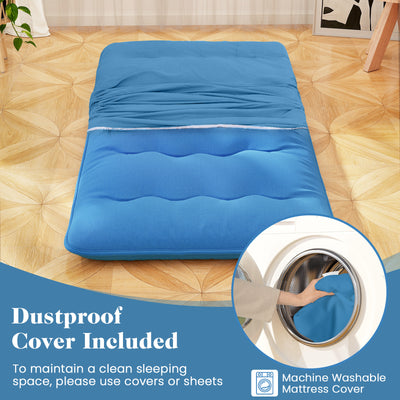 *Futon Mattress with Washable Cover and Carry Bag - Blue - Twin Size