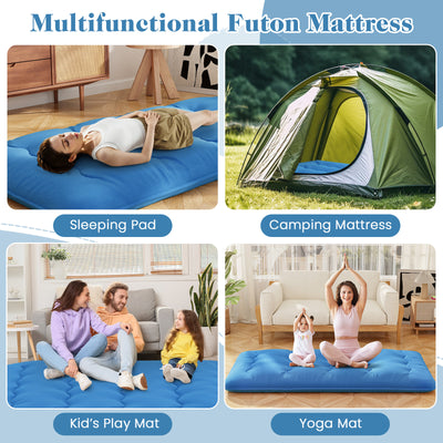 *Futon Mattress with Washable Cover and Carry Bag - Blue - Twin Size