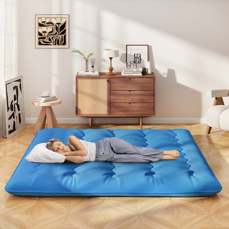 *Futon Mattress with Washable Cover and Carry Bag - Blue - King Size