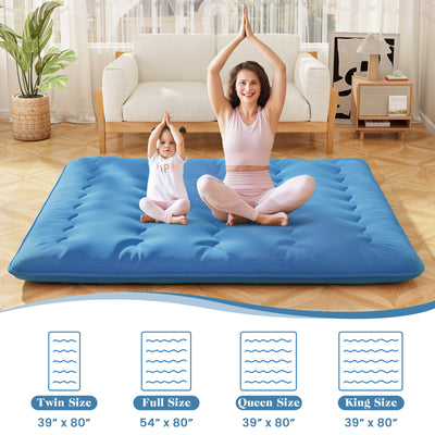 *Futon Mattress with Washable Cover and Carry Bag - Blue - King Size