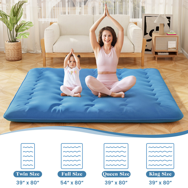 *Futon Mattress with Washable Cover and Carry Bag - Blue - King Size