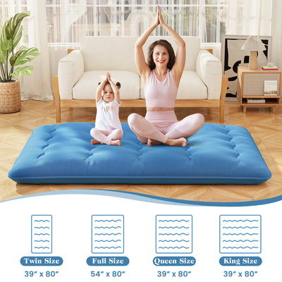 *Futon Mattress with Washable Cover and Carry Bag - Blue - Full Size
